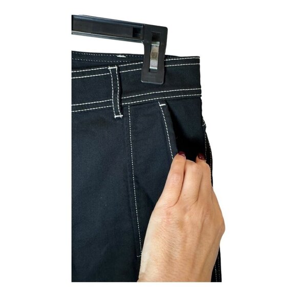 Something Navy Pants Women 4 Black White Contrast Stitching Denim Ankle Jeans - Picture 7 of 10
